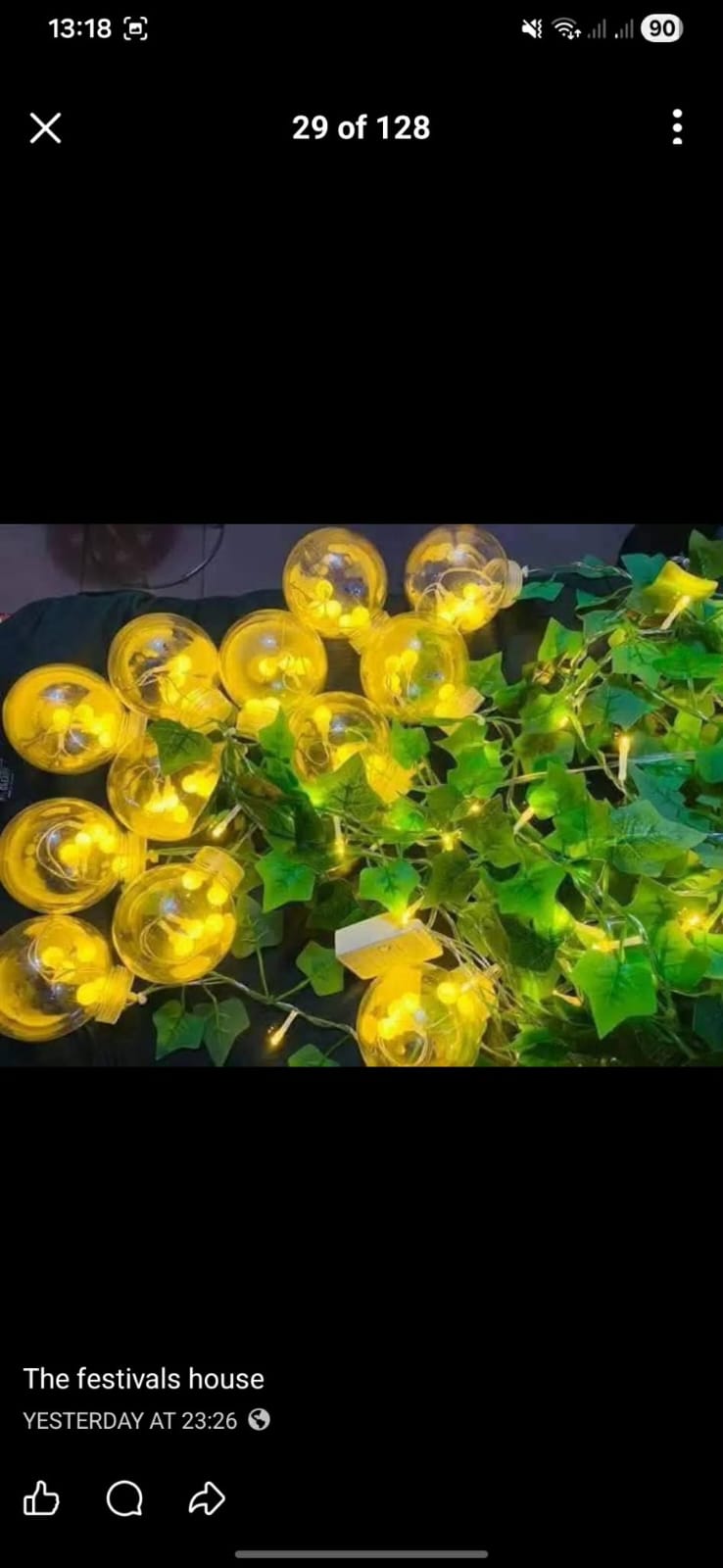 Wish Ball LED Fairy Light with fake leaf - 16 feet, 12 Wish Ball