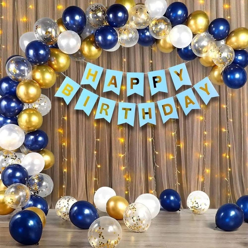 GOLD-WHITE-BLUE Birthday Set HBD0045