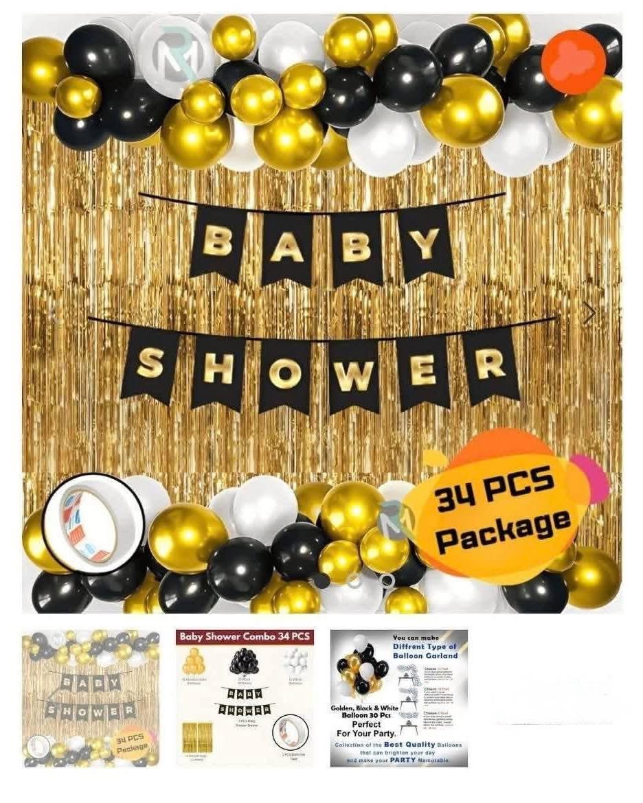 Baby Shower Golden Black Combo Set HBD0054