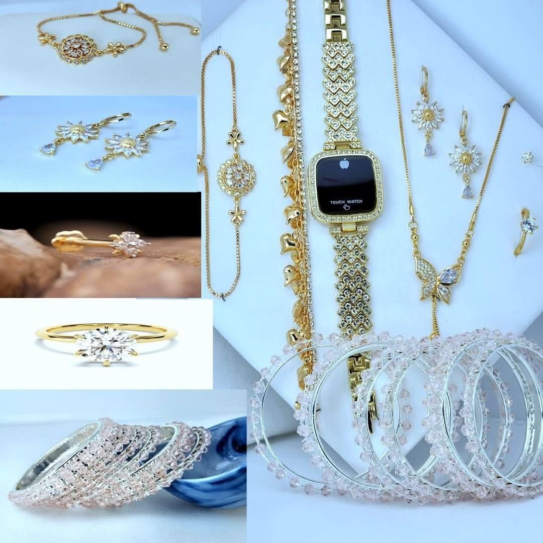 Glittering Silver Pearl & Butterfly Motif Watch & Jewelry Combo Set