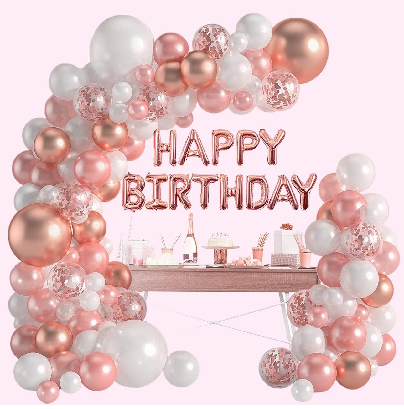 Rose Gold & White Birthday Decoration Set