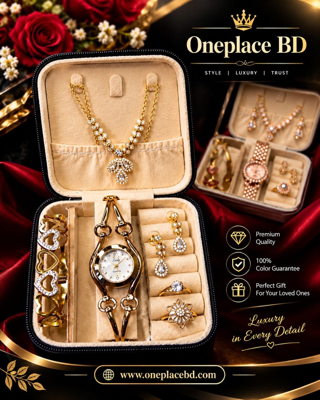 Luxury Queen's Combo Jewelry Box Set (6-in-1)