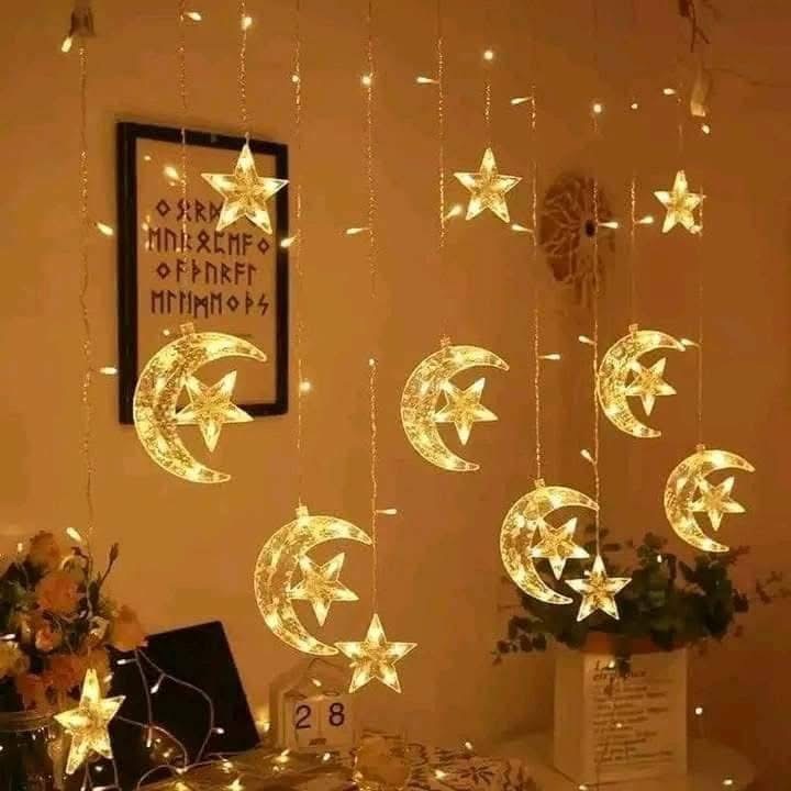 3.5m moon star curtain lights christmas led fairy string lights 220v
